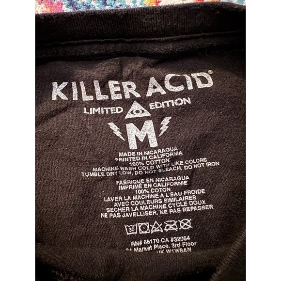 Killer Acid Prevent Bad Vibes T Shirt Black Short Sleeve Psychedelic Size Medium - Picture 3 of 5